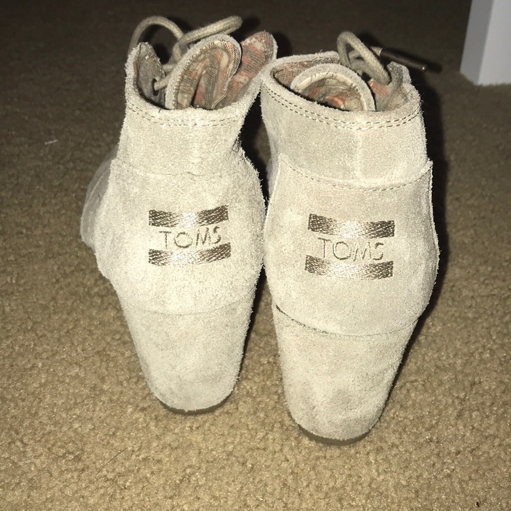 TOMS suede wedged booties